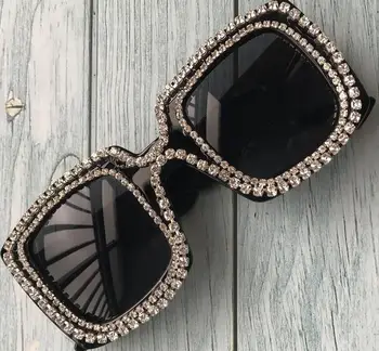 2019 nou diamant oval moda retro Europa și America doamnelor personalitate ochelari de soare UV400