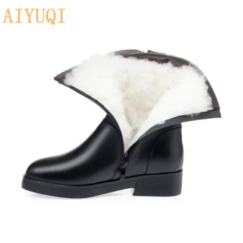 AIYUQI Cizme pentru Femei Pantofi Naturale piele de Vacă de Mare Dimensiune 41 42 Nouă de Grăsime Gros de Lână Cizme de Zapada pentru Femei Încălțăminte de Iarnă Casual