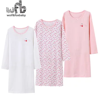 De vânzare cu amănuntul 3-14 ani lungi-maneci bumbac copii acasă purta cămașă de noapte fata pijamale pentru copii de toamna toamna Primavara de Imprimare Cherry