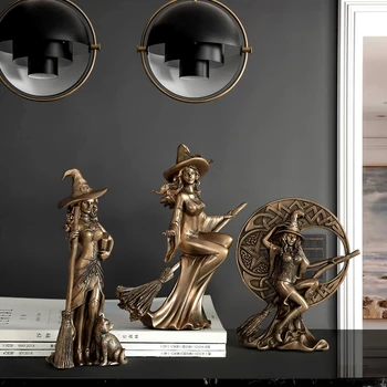 Vrăjitoare Set De 3pcs Rășină Arta Nordică Decor Lliving Room număr Bar Accesorii pentru Casa Decorațiuni Ornamentale Figurine