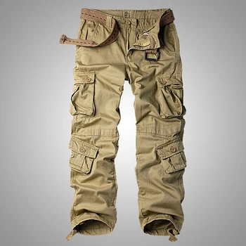 Militar în aer liber de Mari Dimensiuni Pantaloni Barbati din Bumbac Camuflaj Liber Alpinism Drumeții Pantaloni cu mai Multe buzunare Casual Pantaloni Drepte