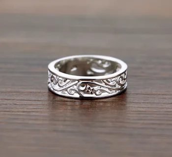 Moda rafinat sculptate model de inel. Solid 925 sterling silver gol inel floare farmecul femeie bijuterii de argint, cadou de Crăciun