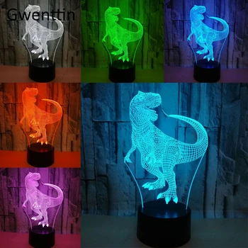 Varietate de Dinozaur Lumina de Noapte Iluzie 3D Lampa de copii pentru Copii Ziua de nastere Cadouri de Craciun cu LED USB cu Atingere Lămpi de Masă Decor Acasă Luminarias