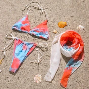 Para Praia 2020 Sexy Trei Piese Bikini Set Cu Fusta Tie-Dye Imprimare De Costume De Baie Femei Costume De Baie Brazilian Costum De Baie Vara