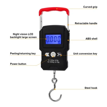 Cantar Electronic portabil Digital Scale 20g-50kg Agățat de Scară Depozitare Greutate Echilibru Steelyard Accesorii de Pescuit