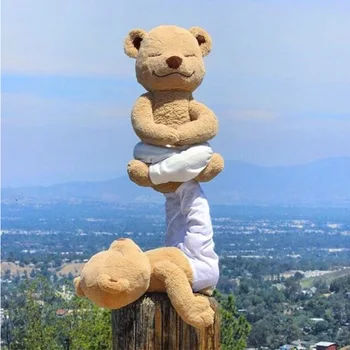 37cm Yoga Papusa de Plus Kawaii Drăguț Urs Brun Moale Belea Papusa Perna Yoga Urs de Pluș Jucarii Papusa pentru copii pentru Copii Plushies