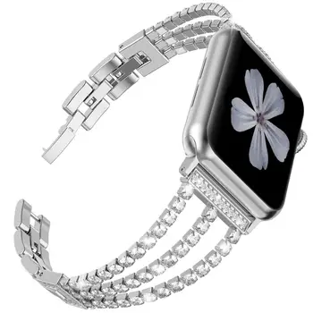 Diamant din Oțel Inoxidabil Curea Pentru Apple Watch Band 42mm 38mm Femei Bratara Bratara Pentru Apple Watch 40mm 44mm Serie SE 6 5 4