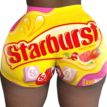 Starburst Plaja Femei Îmbrăcăminte De Partid Bomboane Pantaloni Scurți De Fitness Push-Up Multicolor Drăguț Motociclist Pantaloni Scurți De Vară Estetica Scurt Jos