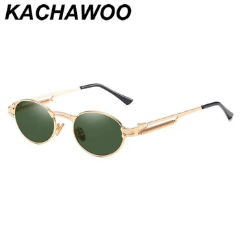 Kachawoo femei ochelari de soare retro vintage stil punk aur verde oval ochelari de soare pentru bărbați rotund uv400 unisex 2020 dropshipping