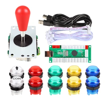 Un nou joc Controler USB Mâner Pentru PC Rocker + Joystick + 30mm Iluminate cu LED Butoane pentru Diy Kituri de Piese de Mame Jocuri