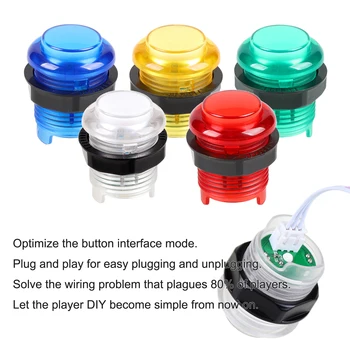Un nou joc Controler USB Mâner Pentru PC Rocker + Joystick + 30mm Iluminate cu LED Butoane pentru Diy Kituri de Piese de Mame Jocuri