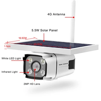 SIM 4G Wireless Solar Camera IP HD 1080P Glonț de Securitate aparat de Fotografiat Viziune de Noapte IR Solare Alimentat de Supraveghere CCTV Cam