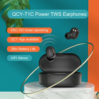 QCY T1C PUTERE TWS Căști Bluetooth V5.0 3D Stereo Sport fără Fir Căști cu Microfon Dual, Auto Connect