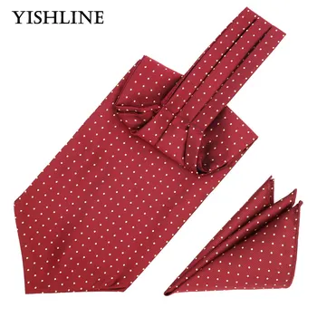 LJT 04-06 Bărbați Vintage Matase Cravata Ascot Tie & Batistă Set Buline Pătrat de Buzunar Lega Seturi Pentru Petrecerea de Nunta
