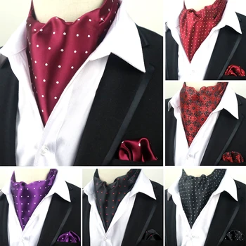 LJT 04-06 Bărbați Vintage Matase Cravata Ascot Tie & Batistă Set Buline Pătrat de Buzunar Lega Seturi Pentru Petrecerea de Nunta