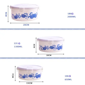 Chineză Stil Container Pentru Alimente De Imprimare De Flori Frigider Congelator Cutie De Legume Fructe De Conservare A Produselor Alimentare De Plastic Cutie De Depozitare