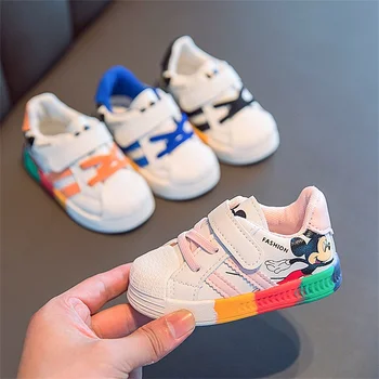 Disney Baby Pantofi Casual Toamna Iarna Baieti Adidas Copii Pantofi Albi Mickey Copil Fete Curcubeu Unic de Pluș Cald Copilul adidași