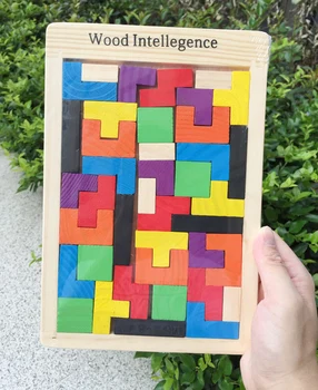 Rusia bloc Montessori pentru copii din Lemn jucarie Copii de lemn inteligenței Educaționale Jucărie puzzle bord IQ creier teaser joc de tetris pentru copii