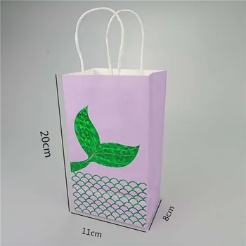 5pcs Coada de Sirena Pungi de Hârtie Kraft Hârtie Sac Sac de Cadouri de Nunta Copil de Dus Candy Bag Sirena la Petrecerea de Ziua Decor Favoruri Consumabile