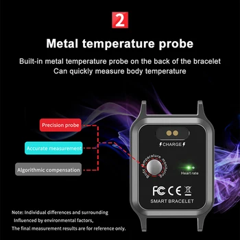 T96 Termometru Ceas Inteligent De Ritm Cardiac De Oxigen Din Sange De Monitorizare A Presiunii Ceas Rezistent La Apa Bluetooth Tracker De Fitness Pentru Barbati Femei