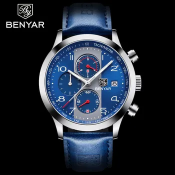 BENYAR 2020 Noua Moda Cronograf Ceasuri Sport Barbati Curea din Piele de Brand Cuarț Albastru Ceas de Ceas Relogio Masculino Reloj Hombre
