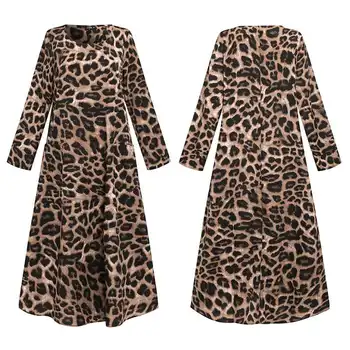 Femeile'Robe Maneca Lunga Rochie de Leopard Boem Petrecere Sundress 2021 VONDA Boem Vacanță Rochie Casual Vestidos Plus Dimensiune
