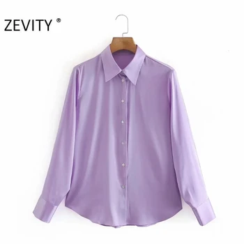 Zevity Noua Moda pentru Femei Culoare Solidă Pieptul Casual Salopeta Bluza Femei cu Maneci Lungi Roupas Femininas Tricouri Topuri LS7257