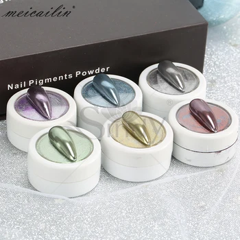 6 Culori/set 0,3 g Oglindă Magică de Unghii cu Sclipici Pulbere Chrome Praf Efect Metalic Nail Art Pigment UV Pentru Unghii Decorare