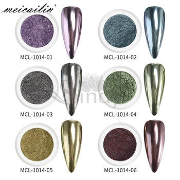6 Culori/set 0,3 g Oglindă Magică de Unghii cu Sclipici Pulbere Chrome Praf Efect Metalic Nail Art Pigment UV Pentru Unghii Decorare