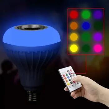 Estompat E27 RGB LED-uri de Lumină Difuzor Bluetooth Bec de Control de la Distanță de Redare Muzică Lampa