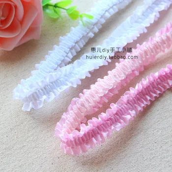 5Meter/Lot Alb roz plisata elastic asieta dantelă panglică, panglici tesatura banda de păr benzile de diy accesorii materiale