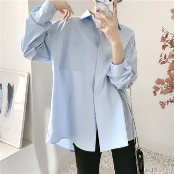 Maneca lunga Bluze Camasi de Primavara 2021 Nou Bluza Femei Bluza Vintage Femei Albe sex Feminin Pierde Strada Tricouri Îmbrăcăminte 718A