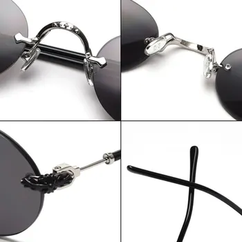 2020 Steampunk fără ramă de ochelari de Soare Femei Mici, Rotunde de Lux de Brand, Design de Ochelari de Soare Vintage Moda Eyeware pentru Barbati Red UV 400