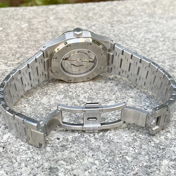 Top barbati ceas automată cu periat din oțel inoxidabil caz 42mm rezistent la apa de safir cadran alb AAA, 8 suruburi
