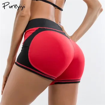 Femei Sexy Yoga Pantaloni Scurți Solduri Push-Up Rulează De Yoga, Gimnastică Fund Dresuri Îmbrăcăminte Subțire De Fitness, Jogging Femme Sport Scurt Rosu + Negru