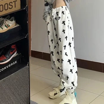 De înaltă Talie Pantaloni de trening Femei Imprimate Vrac Sportwear Pantaloni sex Feminin coreeană Hip Hop Pantaloni Casual Largi picior Pantaloni Streetwear