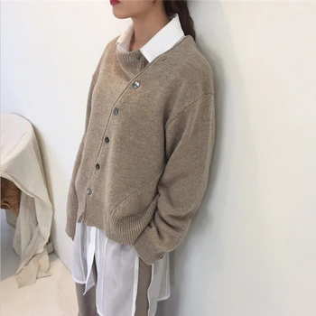 WICCON Noi 2021 Toamna Iarna Femei Neregulate Pulovere Nasturi Jachete la Modă Doamnelor coreeană Knitwears