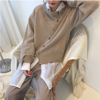 WICCON Noi 2021 Toamna Iarna Femei Neregulate Pulovere Nasturi Jachete la Modă Doamnelor coreeană Knitwears