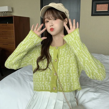 Nomikuma coreean Scurt Femei Elegante Pulover Haina Single-Breasted cu Maneca Lunga O-neck Knit Cardigan Jacheta 2020 Toamna anului Nou 6B459