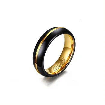 2020 nou inel bijuterii 6MM tungsten negru inel de aur inel barbati