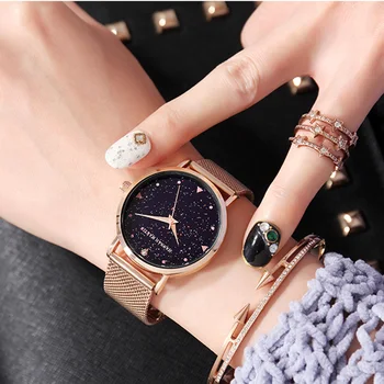 Femei Ceas de Lux de Top de brand 1 set Japonez original circulație de cuarț ceas de mână doamnelor impermeabil din piele flash Stele Cadran de Ceas