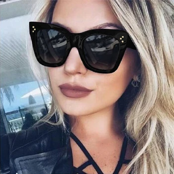 Doamnelor de Epocă Ochi de Pisica ochelari de Soare pentru Femei Brand Gradient Negru Design Ochelari de Soare Retro Nit Nuante UV400 Ochelari