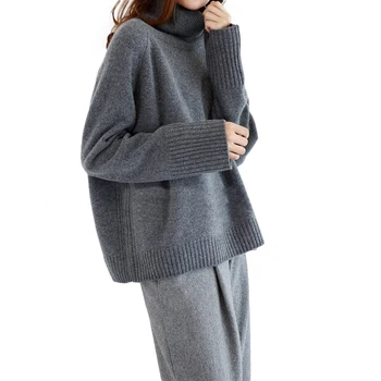 Iarna Femei De Moda Noua Cașmir, Lână Cald Solid Pulovere Casual Complet Maneca Guler Liber Pulovere Tricotate