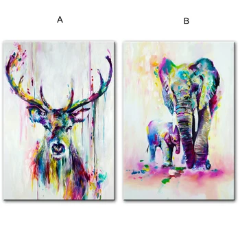 Acuarelă Animale Arta Panza Picturi Murale Elefantul Și Cerbul Abstracte De Arta Graffiti Imprimeuri Pop Art-Postere De Perete Pentru Camera Copii