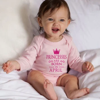 Fete pentru copii de Ziua Princess Sunt Născut În JAL-DEC Print Baby Body Copil Amuzant Haine Copii Maneca Lunga Ropa Uzura de Partid