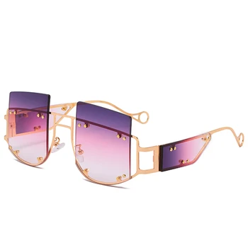Noi 2019 supradimensionate fără ramă pătrată ochelari de soare pentru femei brand de design rihanna unisex mare gol steam punk ochelari de soare femei de sex masculin