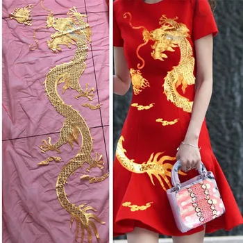 1buc Super Mari de Aur Sequin Aplicatiile Dragon Chinezesc Brodate Dragon Patch-uri Ochiurilor de Tesatura de Cusut Pe Haine Rochie de Patch-uri Diy
