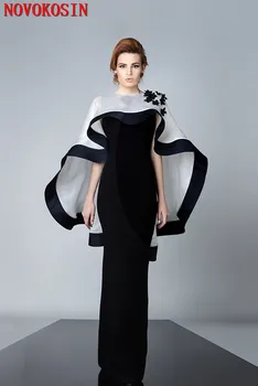 2020 Mama De rochie Șal Negru Cu Fildeș Satin Poncho Doamna Fata Spate Scurt Timp Moda Cape Cu Umăr Flori