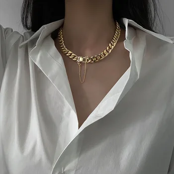 2020 Nou Hip-hop Gros Lanț Colier Pentru Femei cu Personalitate Moda Bijuterii Declarație Cravată Collares