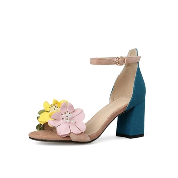 Femei Flori Sandale 2020 Vara Noi Gladiator Din Piele Pantofi De Femeie Glezna Curea Tocuri Culori Amestecate Pantofi De Nunta